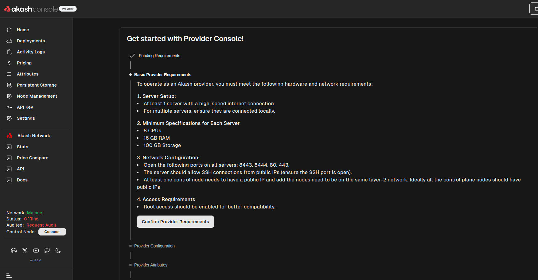 Akash Provider Requirements