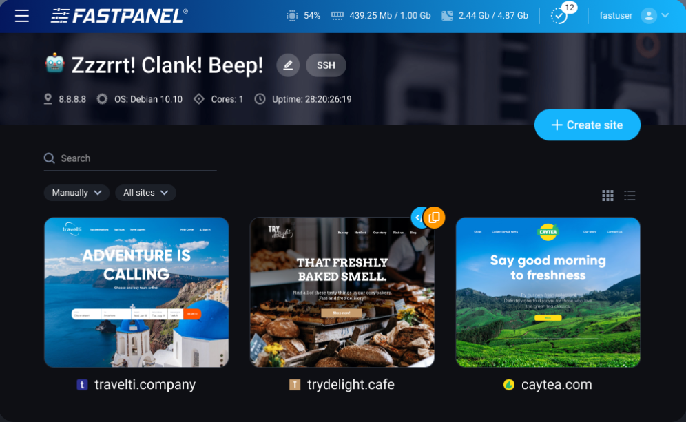FastPanel Dashboard