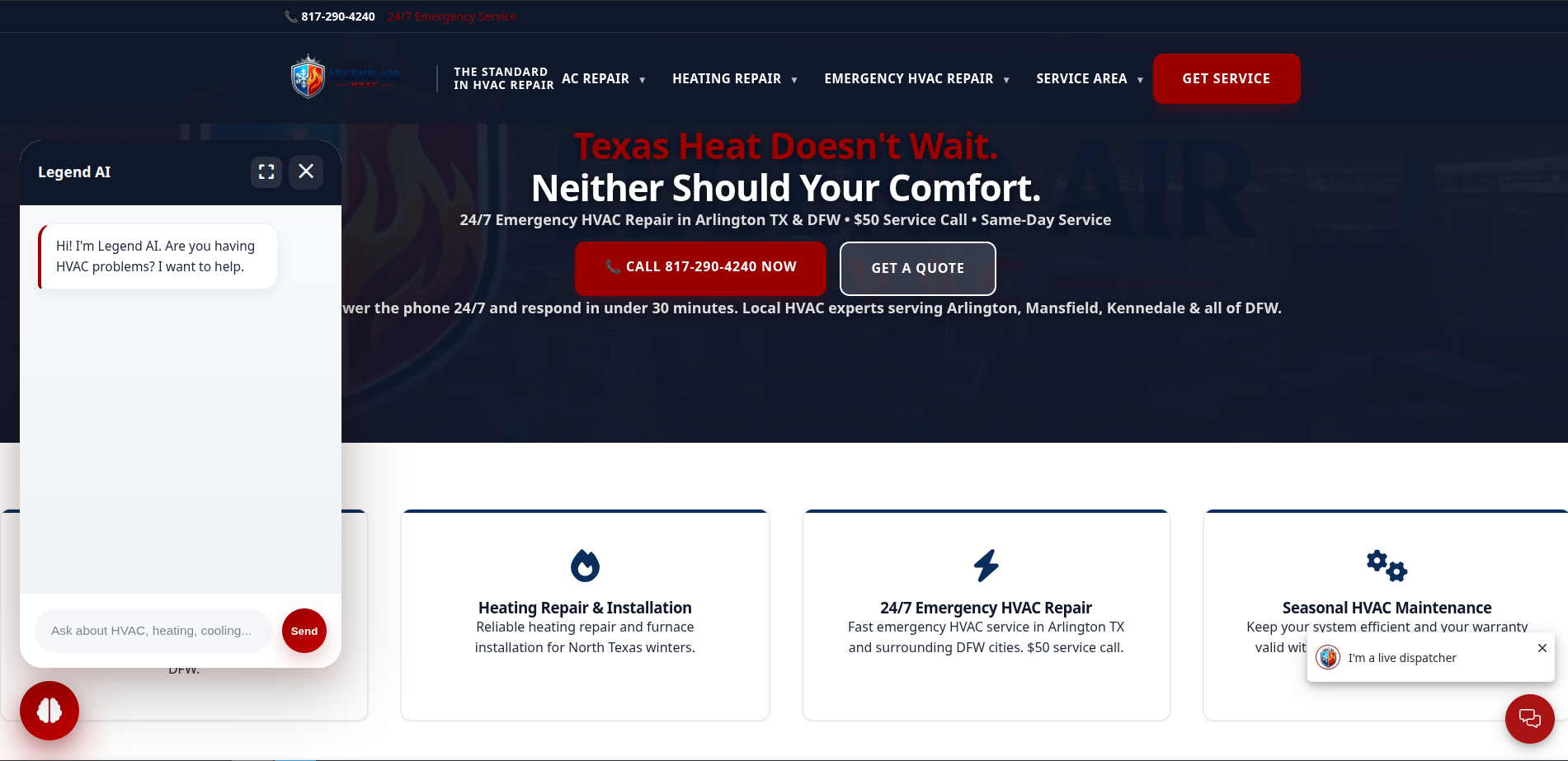 Legend Air HVAC Website