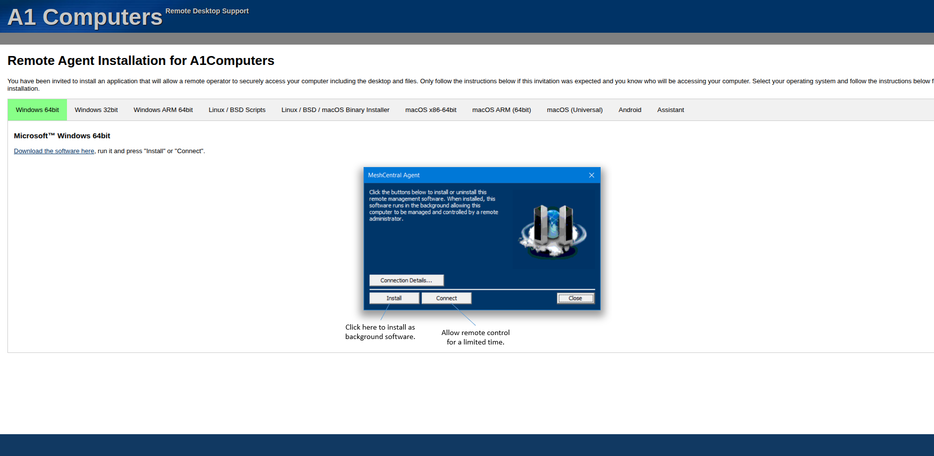 Downloading Mesh Agents